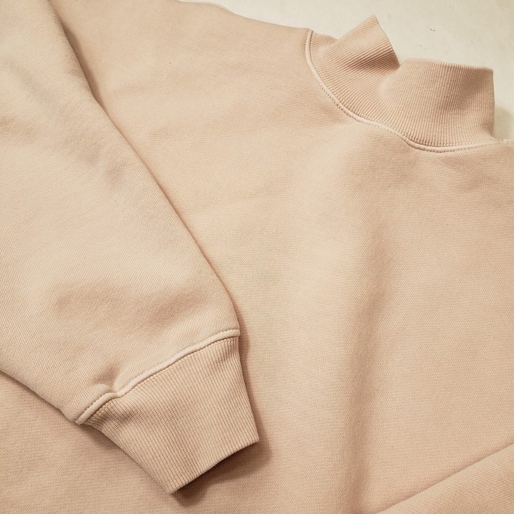 Aritzia Tna Cozy Fleece Size 1 Small Boyfriend Crew Sweatshirt Pale Pink Slouchy - Picture 4 of 9